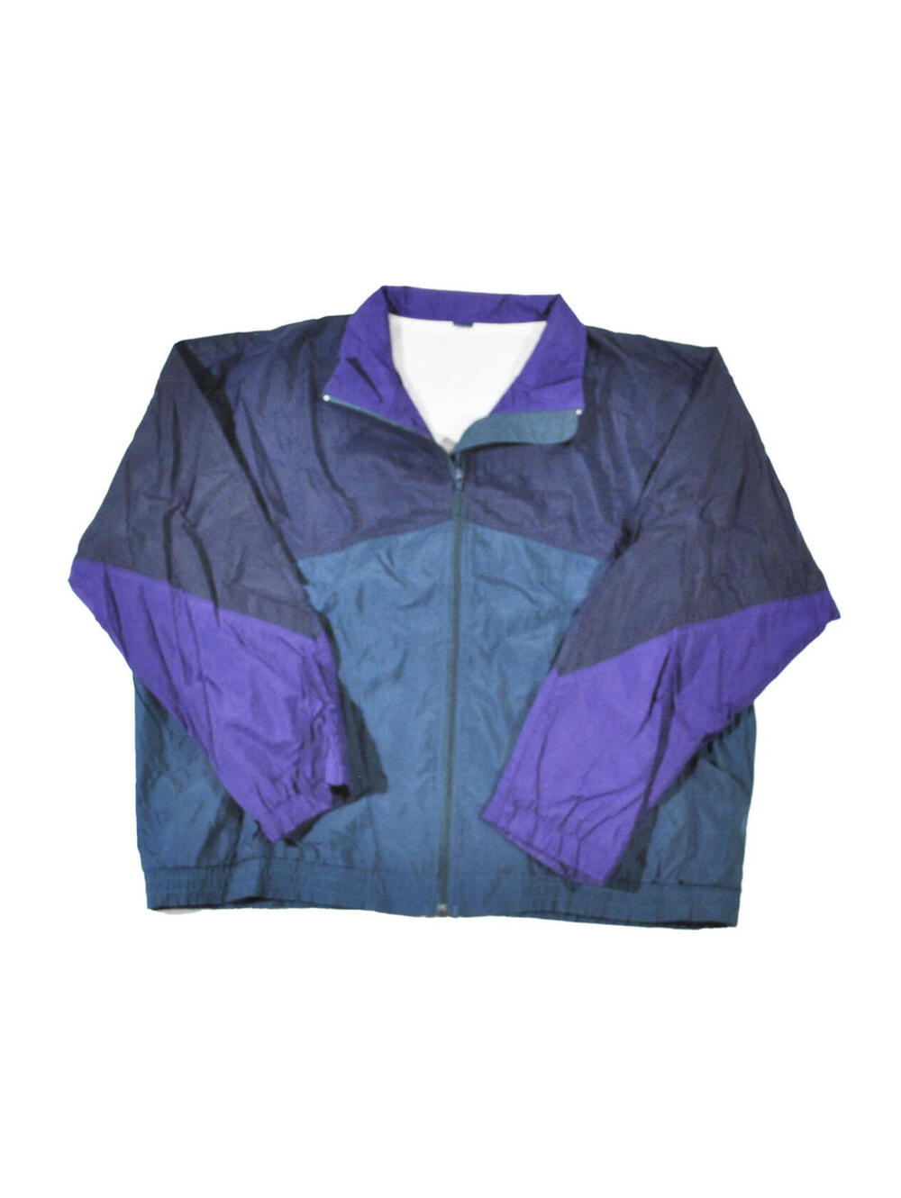 Vintage Lands End Wind Rain Zip 90s Blue Green Jacket Size Medium